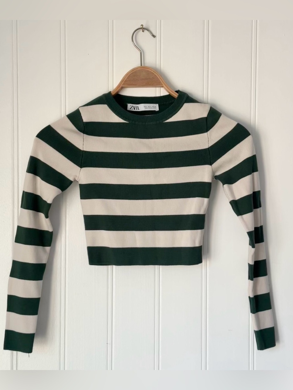 Zara Striped Ribbed Knit Crop Sweater Top Small